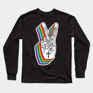 Peace sign rainbow, peace, rainbow, peace sign, love, hippie for anti war Long Sleeve T-Shirt